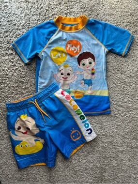 Cocomelon Rash Guard Swim Set Toddler Size 3T Blue 2 Piece Beach Pool Outfit